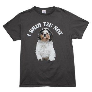 I Shitzu Not Short Sleeve Funny Dog Pet T Shirt Crewneck Gray Unisex Top sz M